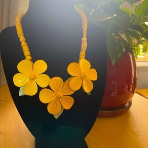 Yellow wood statement necklace